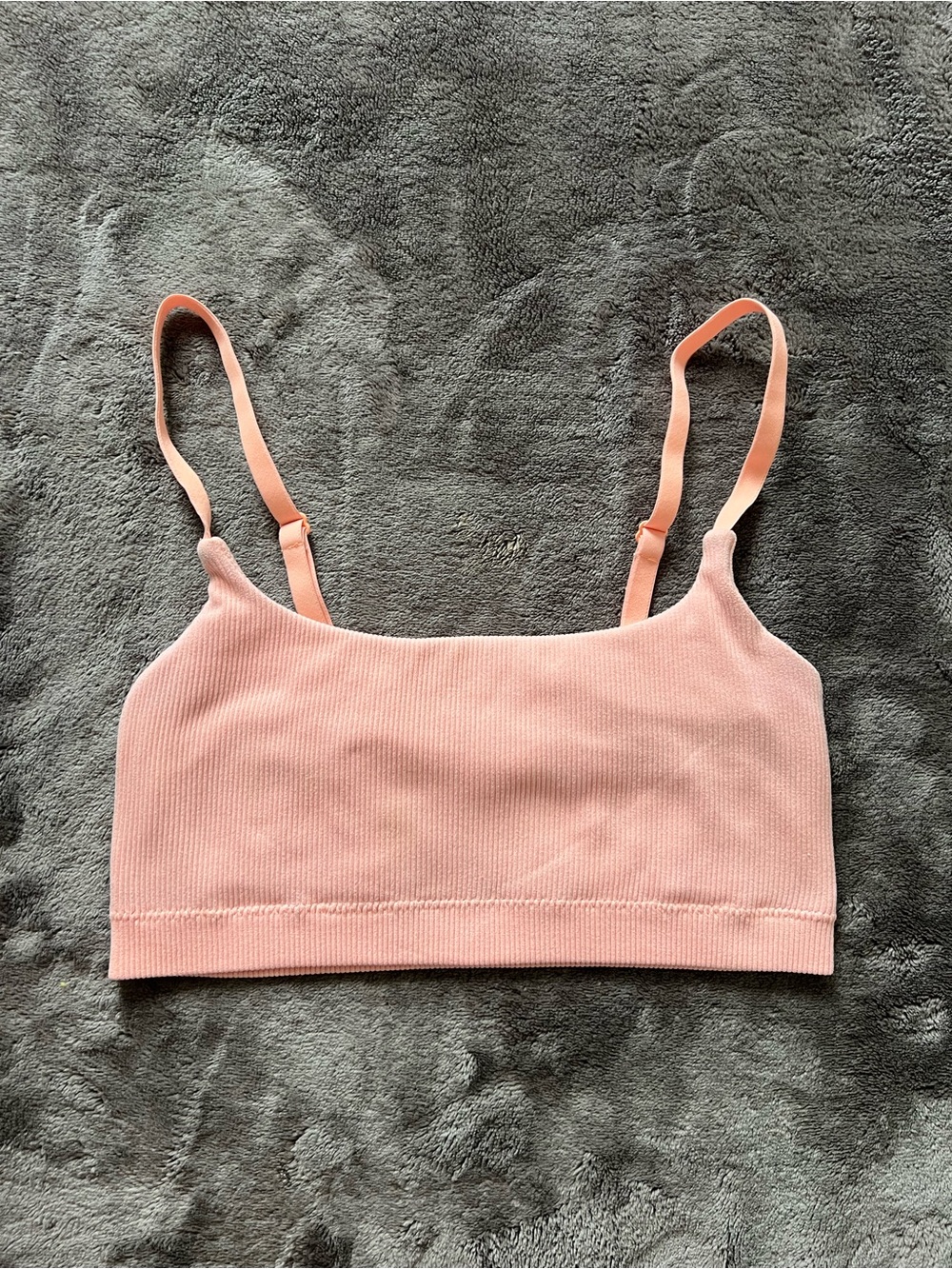 aerie Soft Pink Ribbed Bralette with Adjustable Straps